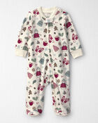 Baby Girl Organic Cotton Sleepers in Winter Wonderland, image 1 of 4 slides