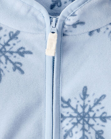 Baby Girl Snowflake Microfleece Zip-Up Jacket - Blue, 