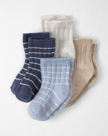 Baby 4-Pack Ankle Socks in Stripes Made with Organic Cotton, 
