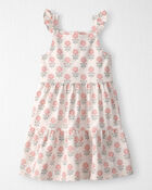 Tout-petit fille - Robe &agrave; volants en coton biologique &agrave; imprim&eacute; p&eacute;tales et boutons de rose, image 1 sur 4 diapositives