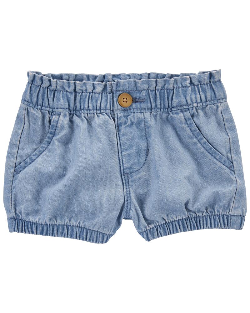 Hibiscus Wash Denim Paperbag Bubble Shorts