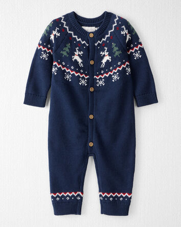 Bébé - Combinaison en tricot de coton biologique motif jacquard, 