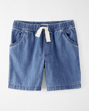 Organic Cotton Chambray Drawstring Shorts, 