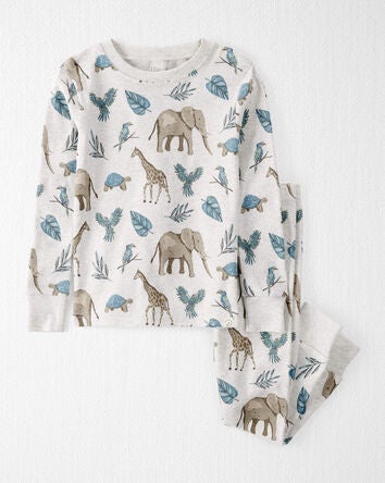 Toddler 2-Piece Organic Cotton Safari-Print Pyjamas, 