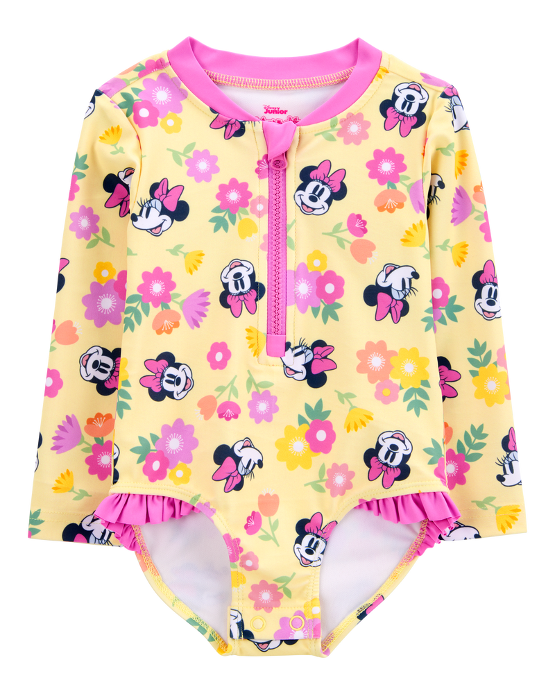 Baby Disney&copy; Minnie Mouse 1-Piece Rashguard Swimsuit - Yellow/Pink, image 1 of 4 slides