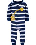 1-Piece Construction Snug Fit Cotton PJs, image 1 of 2 slides