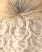 Filles - Tuque &agrave; points torsad&eacute;s et c&oelig;urs Kombi - Cr&egrave;me, image 3 sur 3 diapositives