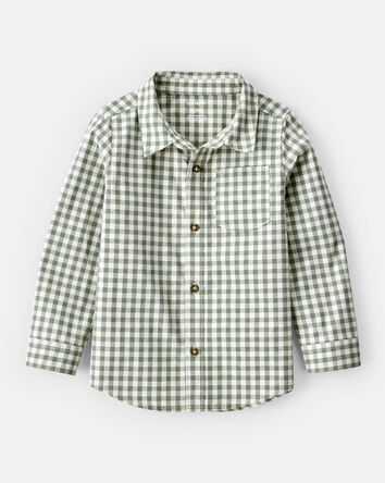 Tout-petit garçon - Chemise boutonnée à manches longues à motif écossais - vert, 