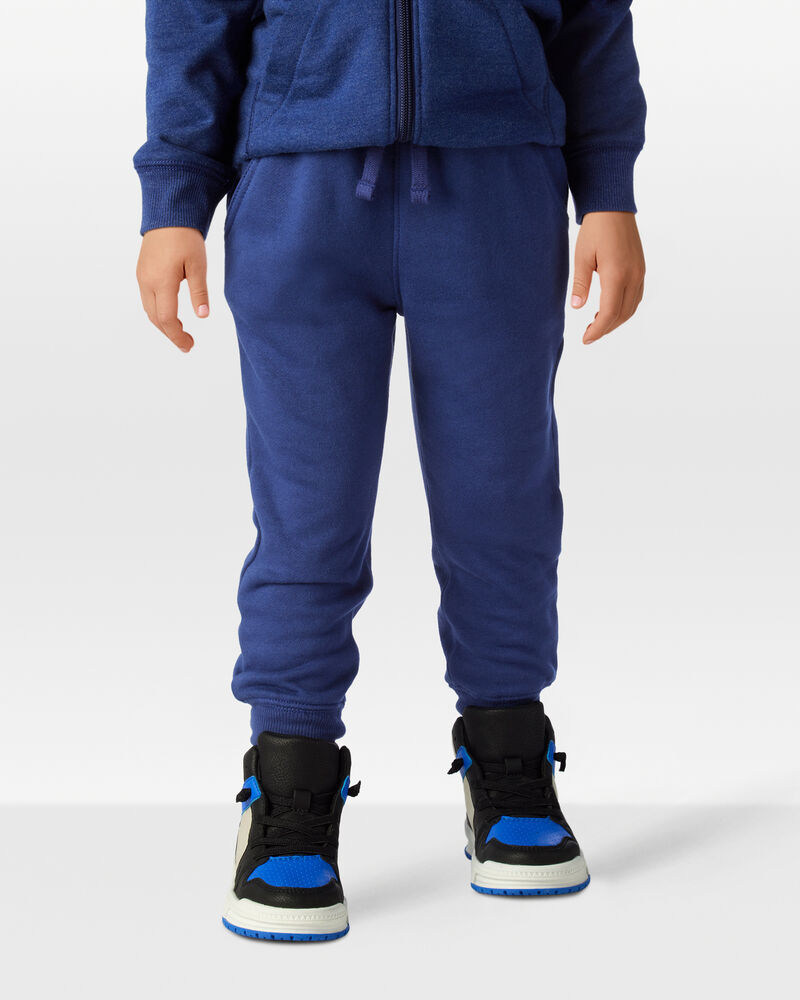 Toddler Boy Solid Fleece Cotton Jogger - Navy, image 3 of 6 slides