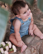 Baby Organic Cotton Chambray Shortall, image 2 of 6 slides