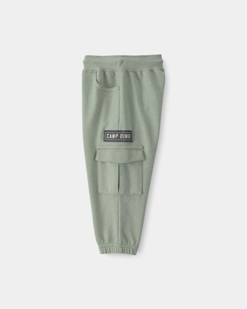 Baby Boy 'Camp Dino' French Terry Cargo Joggers - Green, image 3 of 5 slides