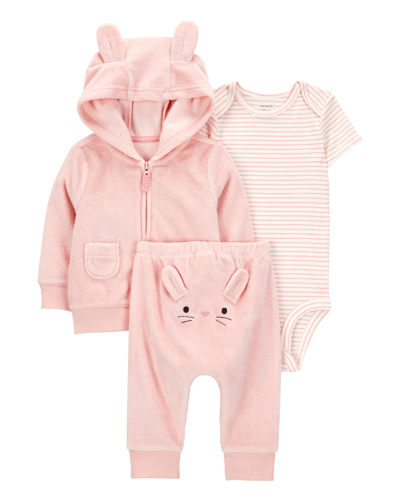 Baby 3-Piece Bunny Little Cardigan Set, image 1 of 5 slides