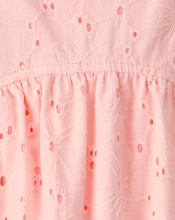 Baby Girl Eyelet Sleeveless Jumpsuit - Pink, 