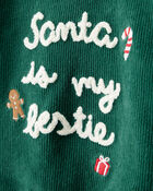 Baby 2-Piece Santa Is My Bestie Long-Sleeve Tee & Pant Set - Green, image 3 of 5 slides