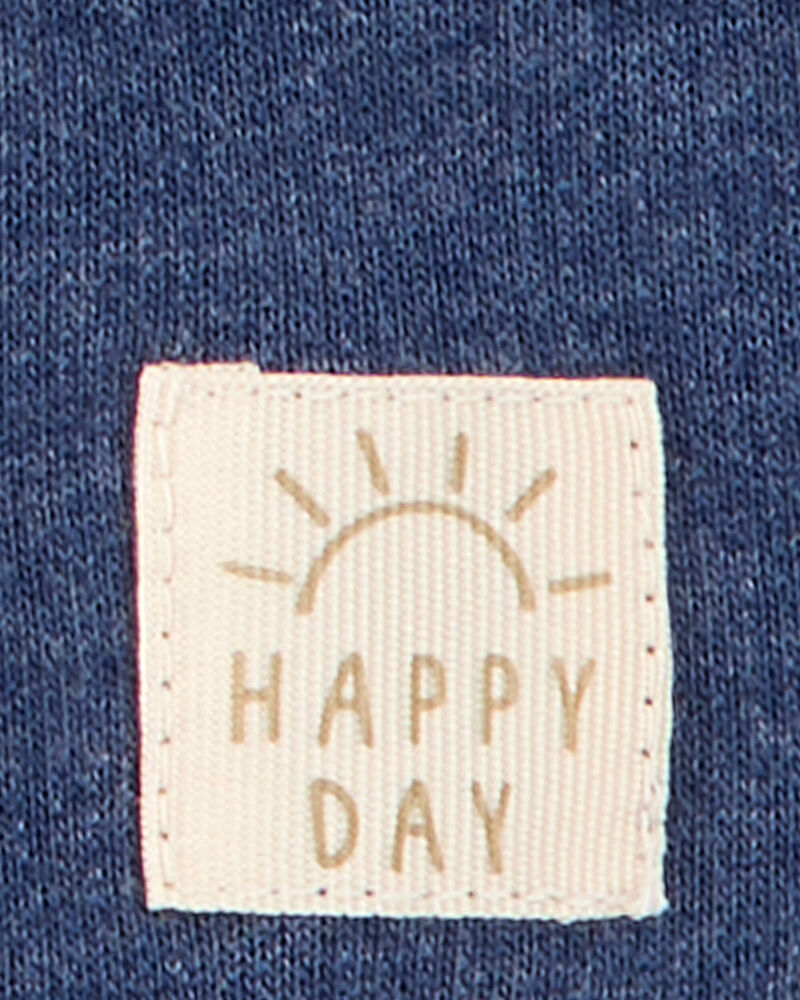 Baby 2-Piece Hooded Henley & Short Set - Navy, image 2 of 3 slides