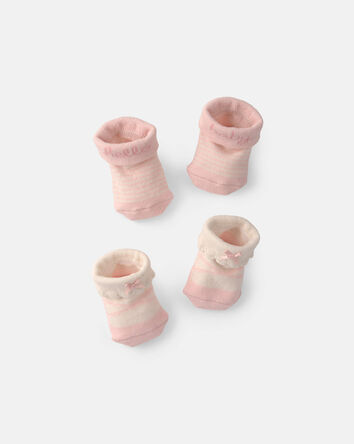 Baby Girl 2-Pack 'Hello Baby' Foldover Booties - Pink, 