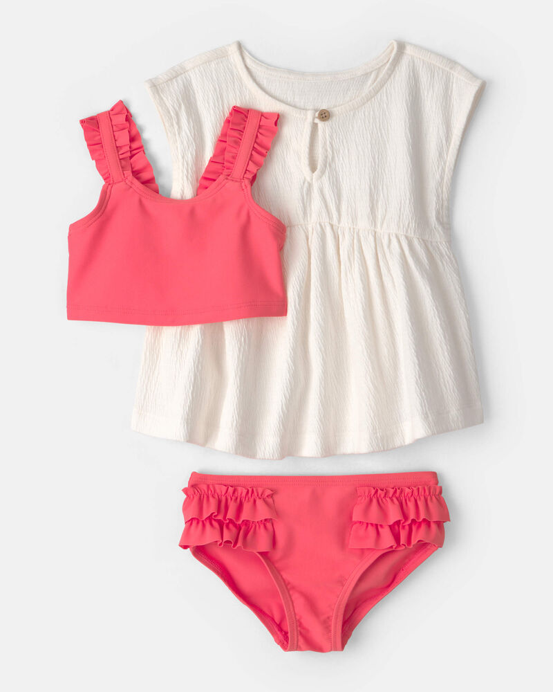 Baby Girl 3-Piece Tankini Set - Orange, image 1 of 6 slides