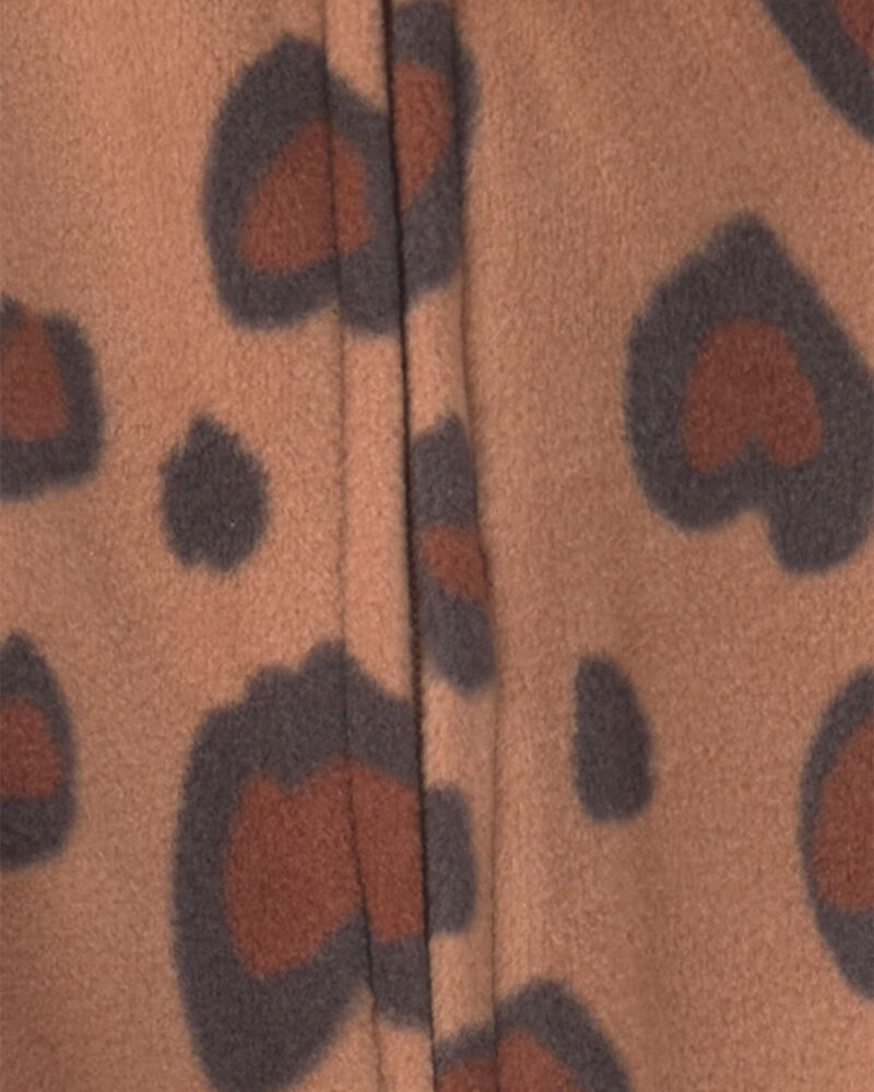Baby Girl 2-Pack Leopard Fleece 2-Way Zip Sleep & Play Pyjamas - Pink/Brown, image 5 of 6 slides