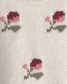 Baby Organic Cotton Sweater Knit Pullover in Floral Jacquard, image 3 of 3 slides
