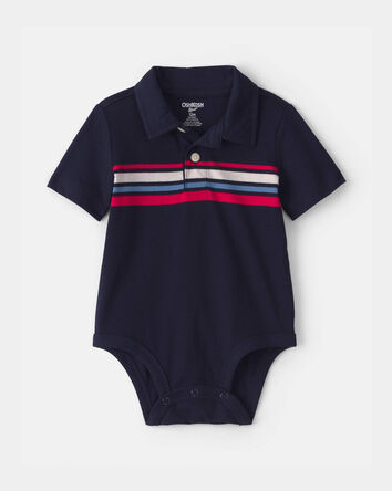 Baby Boy Polo Bodysuit - Navy Blue, 