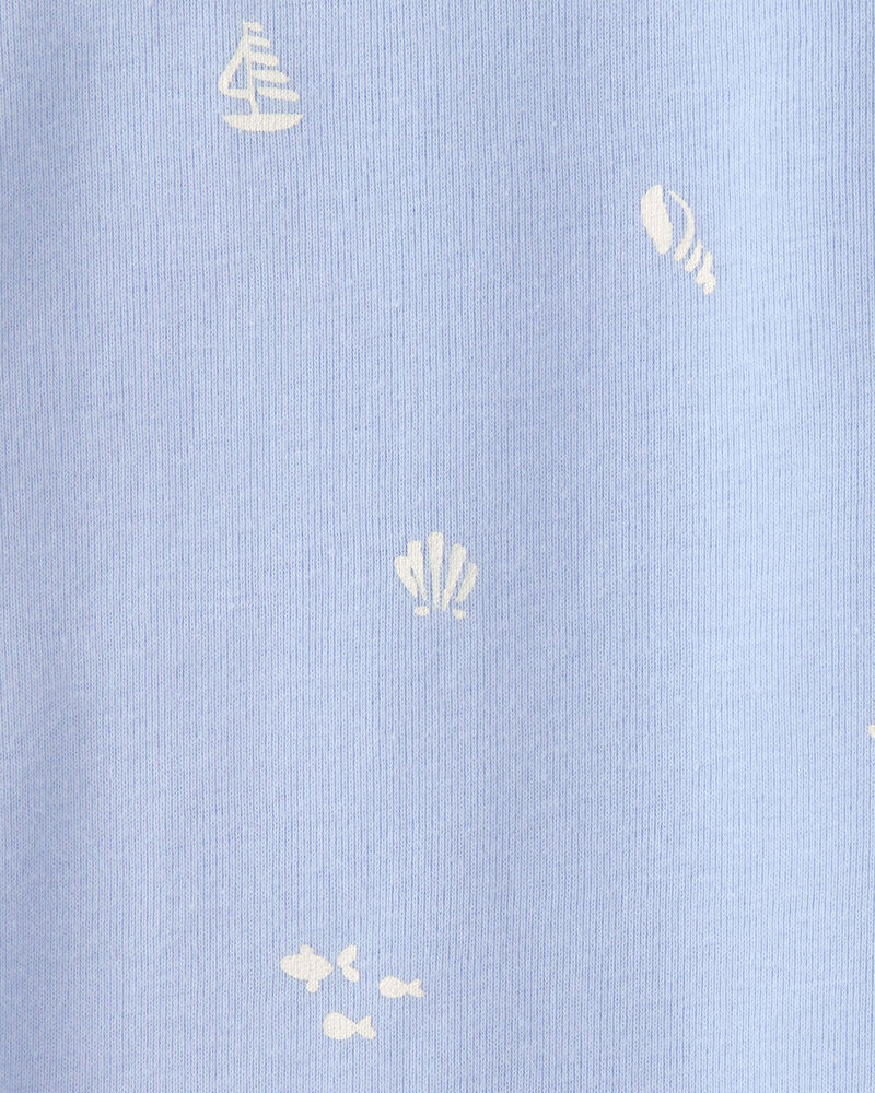 Girls Mermaid 100% Cotton Snug Fit 4-Piece Pyjama Set - Blue/Ivory, image 3 of 4 slides