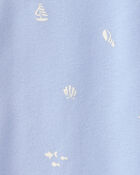 Girls Mermaid 100% Cotton Snug Fit 4-Piece Pyjama Set - Blue/Ivory, image 3 of 4 slides