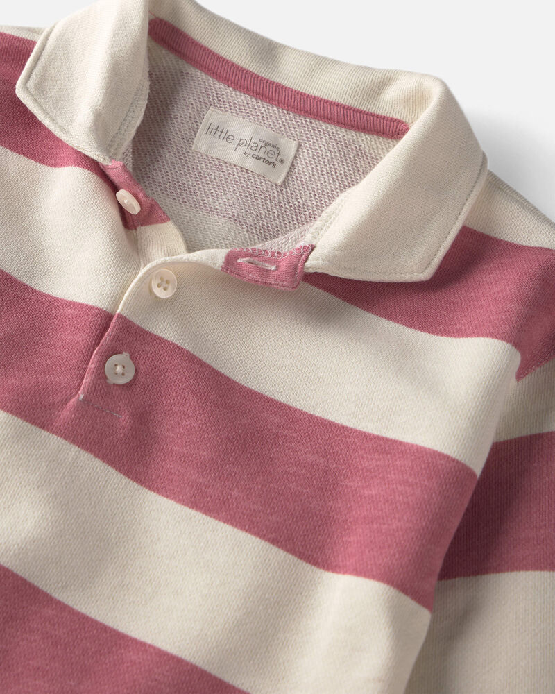 Toddler Girl Organic Cotton French Terry Rugby Polo, image 2 of 4 slides