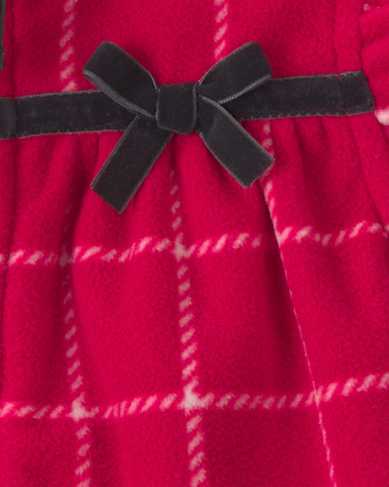 Baby Girl 3-Piece Plaid Fleece Layering Set - Red/Black/Cream, image 3 of 5 slides
