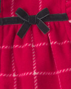 Baby Girl 3-Piece Plaid Fleece Layering Set - Red/Black/Cream, image 3 of 5 slides