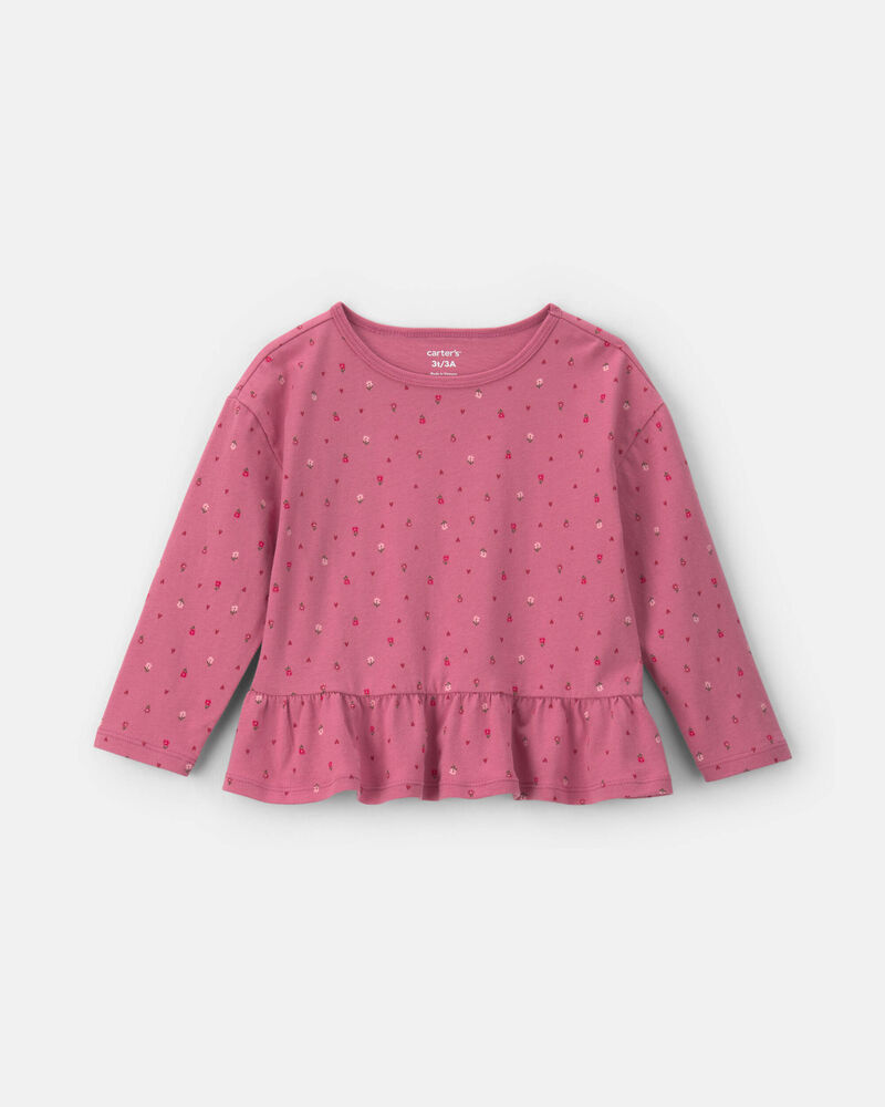 Toddler Girl Heart Long-Sleeve Top - Pink, image 1 of 3 slides