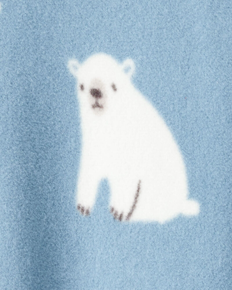 Baby Boy 1-Piece Polar Bear Fleece Footie Pyjama - Blue, image 3 of 5 slides