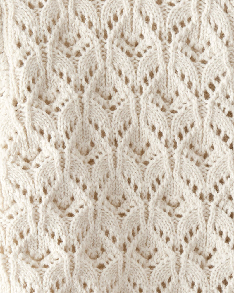 Toddler Girl Organic Cotton Pointelle Sweater Knit Cardigan, image 3 of 4 slides
