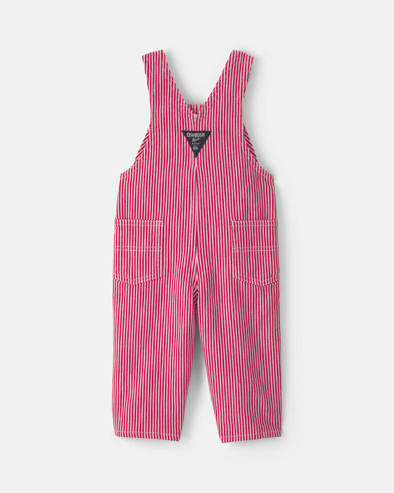 Baby Boy Hickory Stripe Overalls - Red/White, image 2 of 4 slides