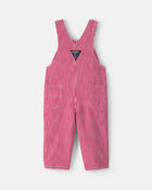 Baby Boy Hickory Stripe Overalls - Red/White, image 2 of 4 slides