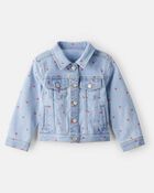 Toddler Girl Heart Denim Jacket - Light Wash, image 1 of 3 slides