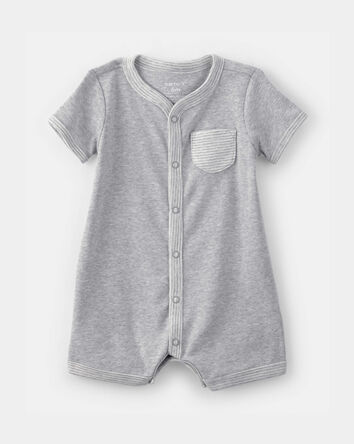 Baby Boy Short-Sleeve Romper - Grey, 