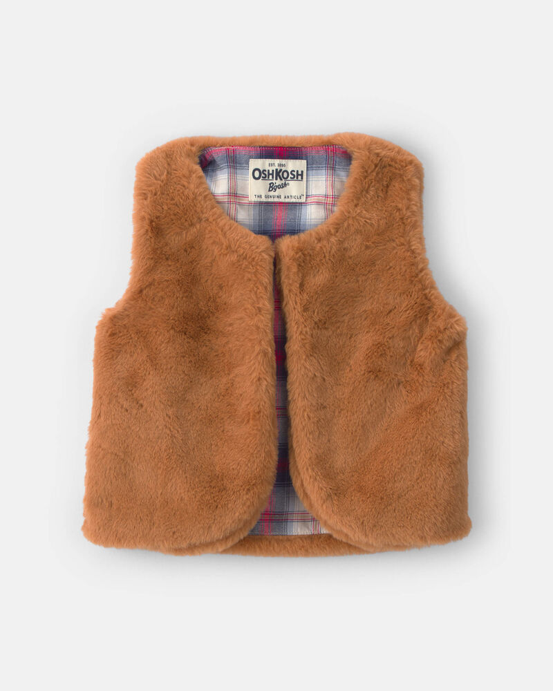 Toute-petit fille - Gilet en simili-fourrure - Brun, image 1 sur 2 diapositives