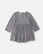 Baby Girl Halloween PurelySoft&trade; Long-Sleeve Bodysuit Dress - Grey, image 1 of 6 slides