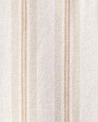Boys Linen Striped Short-Sleeve Button-Down Shirt - Tan/Ivory, image 2 of 3 slides