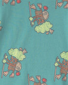 Tout-petit gar&ccedil;on - Ensemble pyjama ajust&eacute; 4 pi&egrave;ces en pur coton, arbres - Vert/Cr&egrave;me, image 3 sur 3 diapositives