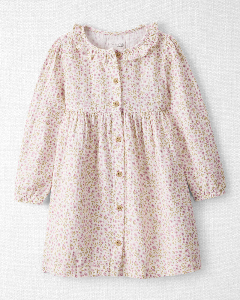 Toddler Organic Cotton Dress in Botanic Muse Print, image 1 of 5 slides
