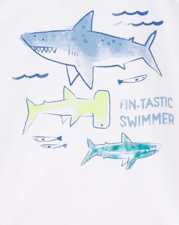 Toddler Shark Long Sleeve Rashguard - White, 