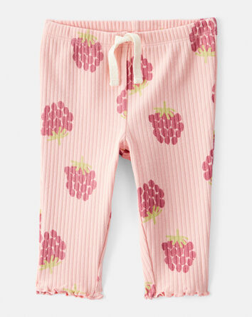 Bébé fille - Pantalon à enfiler en coton à imprimé framboise – Rose, 