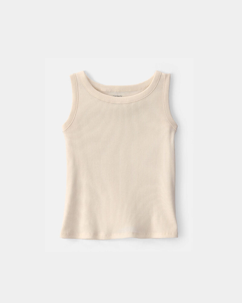 Girls Rib Tank Top - Cream, image 1 of 3 slides