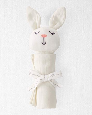 B&eacute;b&eacute; - Doudou lapin en mousseline de coton biologique, 