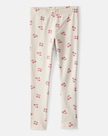 Filles - Legging extensible en coton à imprimé de cœurs - Ivoire, 