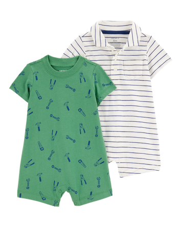 Baby 2-Pack Cotton Rompers, 