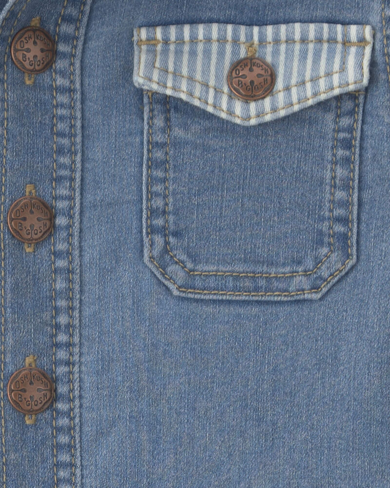 Tout-petit gar&ccedil;on - Combinaison &agrave; manches longues en denim et molleton teddy &ndash; D&eacute;lav&eacute; moyen, image 3 sur 3 diapositives