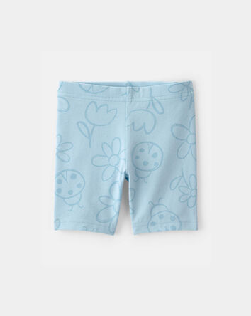 Tout-petit fille - Short de cycliste, fleurs et coccinelles - Bleu, 