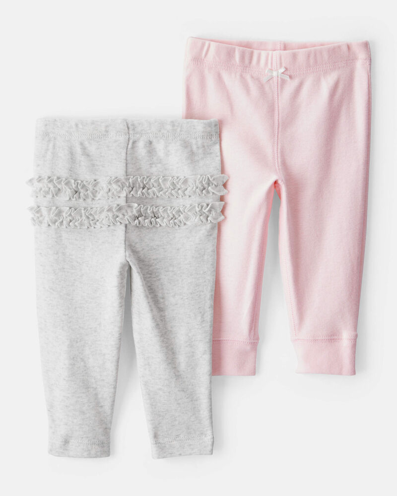 B&eacute;b&eacute; fille - Emballage de 2 pantalons en coton, image 1 sur 5 diapositives